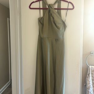 Birdy Grey Monica Dress- shiny satin moss green